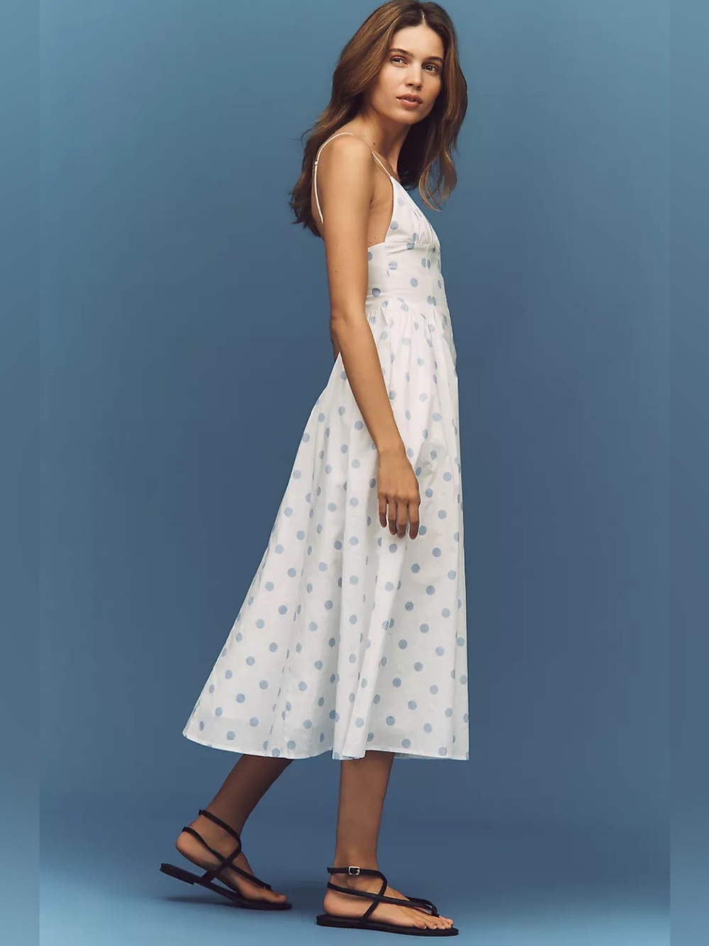 Nia Sydney Polka Dot Sweetheart Neck Midi Dress
In Blue Dots Size S NWT - Picture 2 of 8